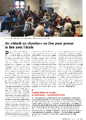 Une page du journal Le piccolo sur la réunion des Mardis en chantiers au festival Petits et grands